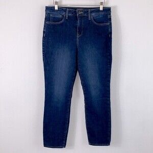 NYDJ Alina Lift Tuck High Waisted Cropped Dark Wash Skinny Jeans Sz 8